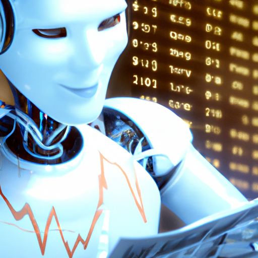 photorealistic high resolution picture of an artificial intelligence robotic financial advisor providing investment advice and creating optimized portfolios