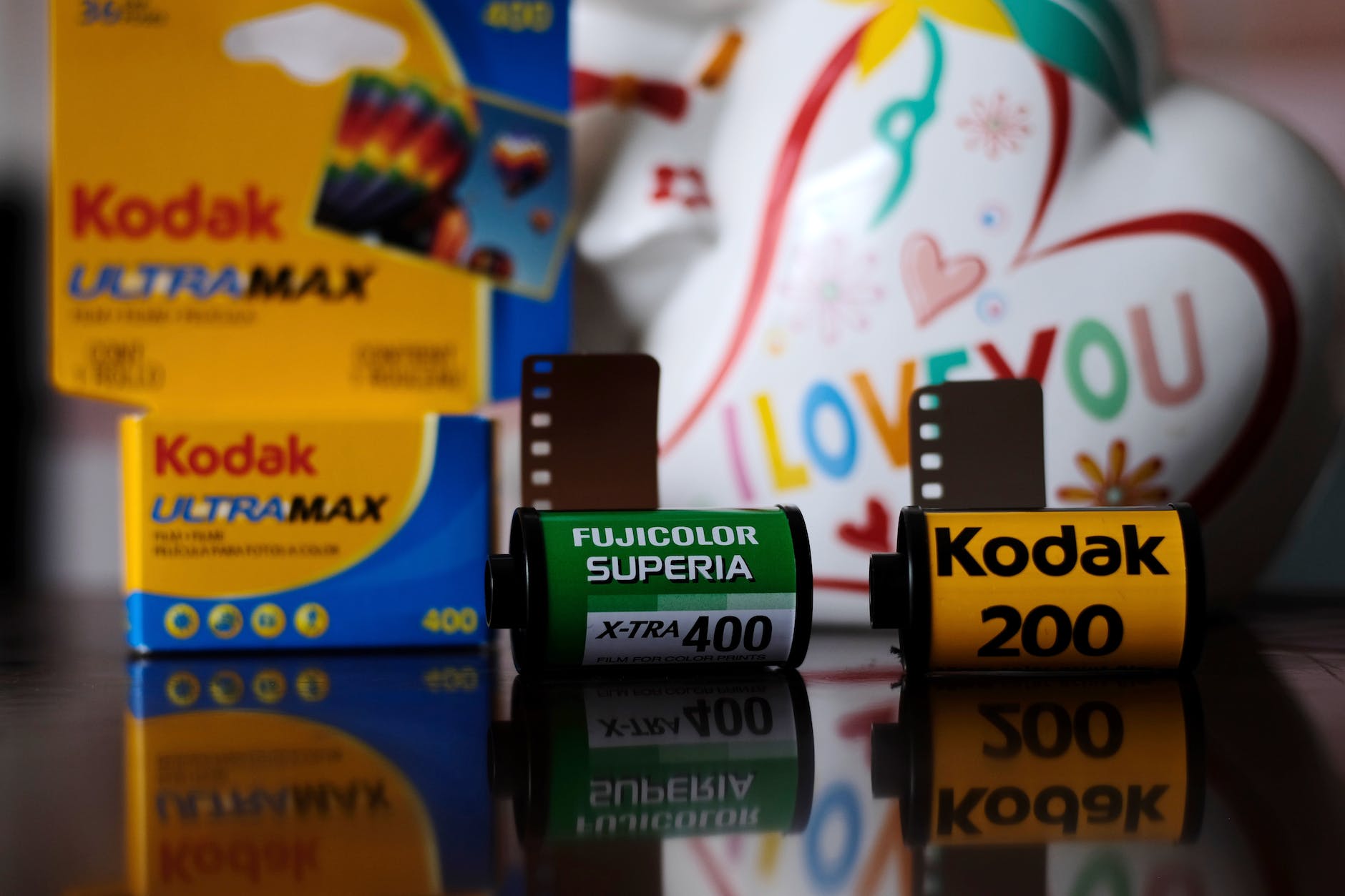 camera films on a glass surface