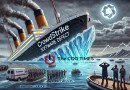 A-large-ship-representing-CrowdStrike-sailing-smoothly-on-calm-waters-suddenly-hit-by-a-massive-iceberg-labeled-Software-Defect-causing-chaos