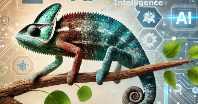 a-business-reinventing-itself-like-a-chameleon-with-AI.-The-scene-shows-a-chameleon-on-a-tree-branch