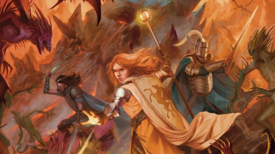 Dungeons and Dragons art of three adventurers in combat