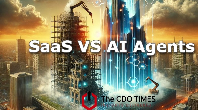 the SaaS old era vs a sleek AI agent powered future